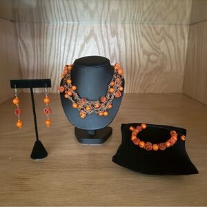 Orange Beaded Jewelry Set